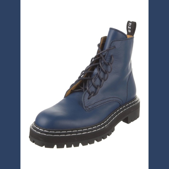 PROENZA SCHOULER Blue Leather Combat Boots EU 40 US 10 - Picture 2 of 6